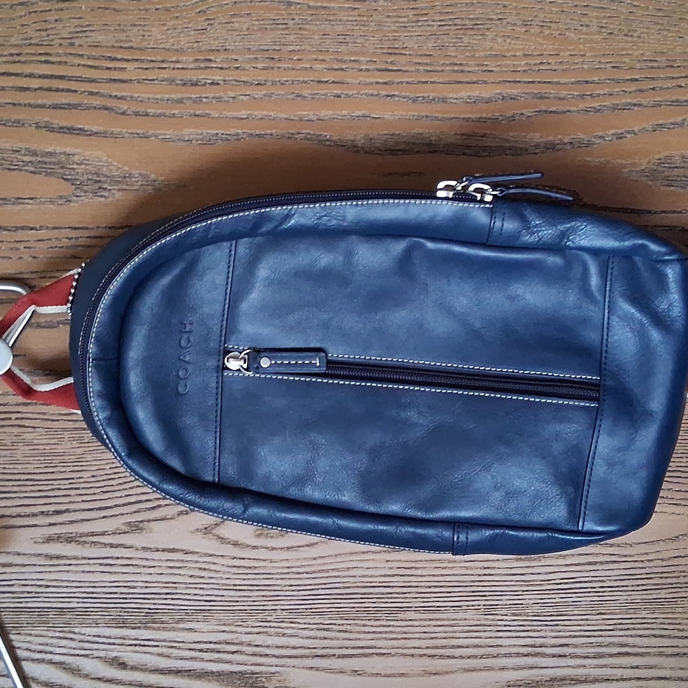 Coach Navy Leather Men's Backpack
